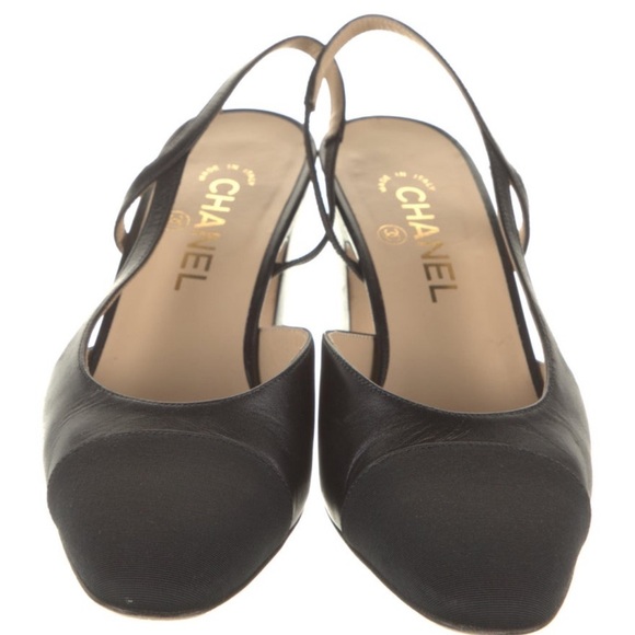 CHANEL Slingback Goatskin & Grosgrain Black on Black - Picture 2 of 5